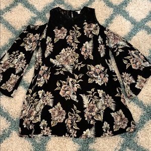 Cato Black Floral Long Sleeve Dress